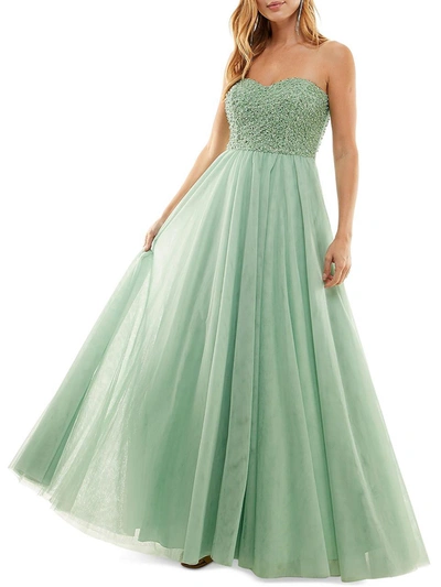 Tlc Say Yes To The Prom Juniors Womens Beaded Lace-up Evening Dress In Green