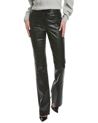 Michael Kors Yasmeen Back Split Leather Bootleg Trouser In Black