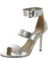 Michael Michael Kors Amal Womens Leather Ankle Strap Heels In Silver