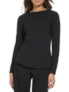 DKNY WOMENS GATHERED CREWNECK PULLOVER TOP