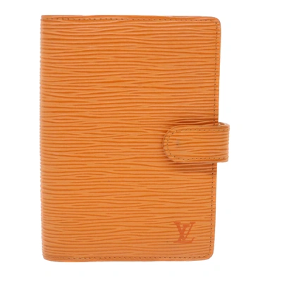 Pre-owned Louis Vuitton Agenda Cover Leather Wallet () In Orange