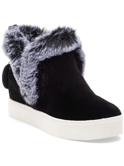 J/slides Sean Womens Suede Faux Fur Lined Ankle Boots In Multi