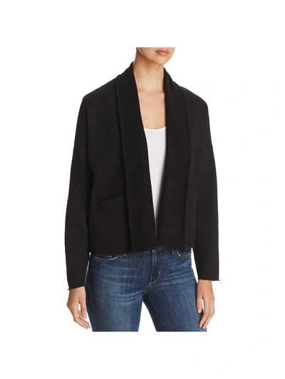 Three Dots Womens Open Front Layering Cardigan Sweater In Black