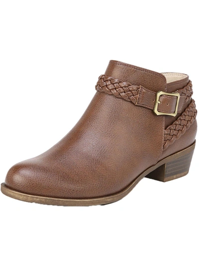 Lifestride Womens Faux Leather Woven Ankle Boots In Brown