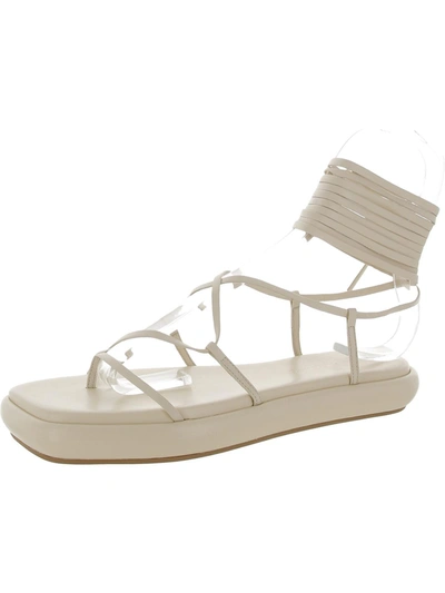 Ilio Smeraldo Geraldine 02 Womens Leather Ankle Tie Flatform Sandals In White
