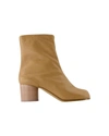 Maison Margiela Beige Tabi Ankle Boots In Brown