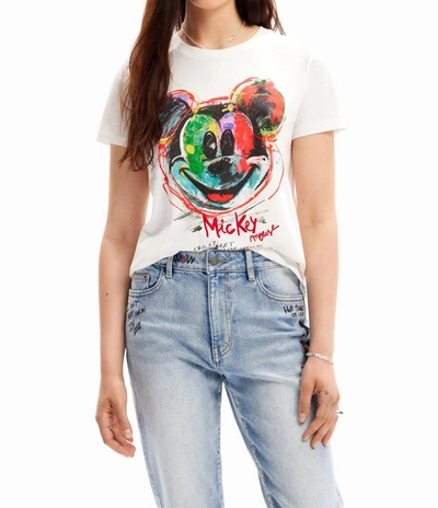 Desigual Arty Mickey Mouse T-shirt In White