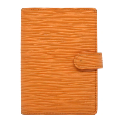 Pre-owned Louis Vuitton Agenda Cover Leather Wallet () In Orange
