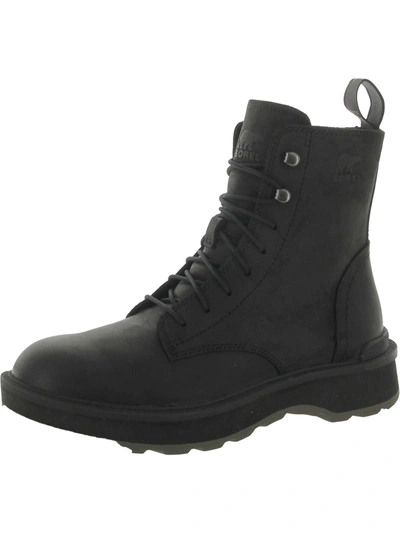 Sorel Womens Leather Lace-up Booties In Black