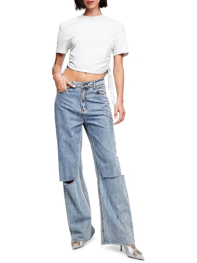 Lioness Agyness Womens Marled Short Sleeve Cropped In Grey