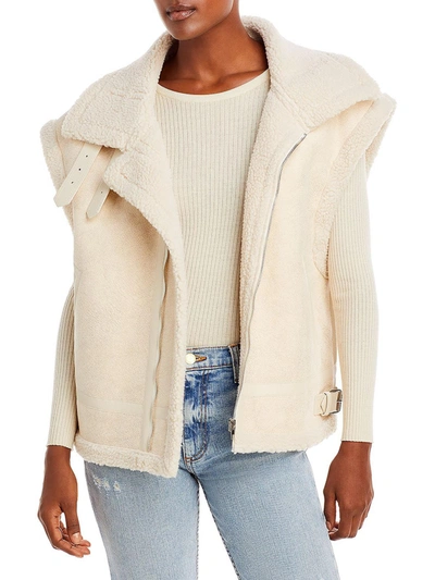 Moon River Womens Faux Shearling Oversized Vest In White