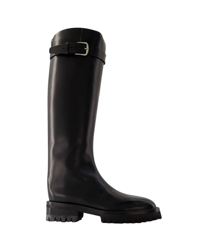 Ann Demeulemeester Nes Leather Knee-high Boots In Black
