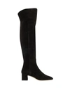Aeyde Letizia 45mm Thin Block Square In Leathertoe Over The Knee Boot In Black