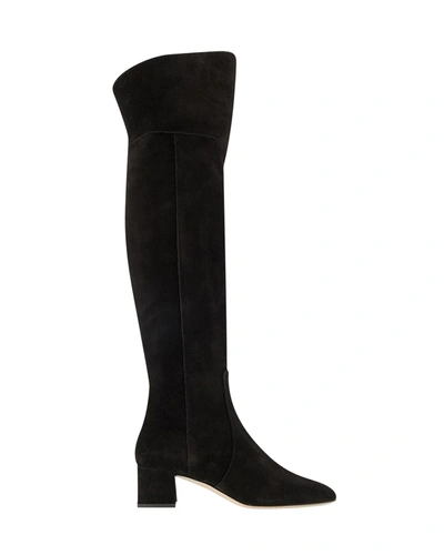 AEYDE LETIZIA 45MM THIN BLOCK SQUARE IN LEATHERTOE OVER THE KNEE BOOT