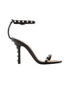 Alexander Wang Nicki 105 Crystal Leather Sandals - Women's - Calf Leather/glassmetal In Black