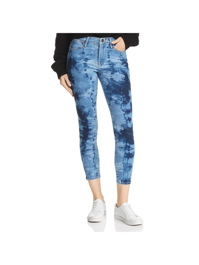 Frame Petites Womens Tie-dye Slimming Skinny Crop Jeans In Blue
