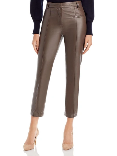 Fabiana Filippi Womens Faux Leather Ankle Skinny Pants In Brown