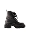 OFF-WHITE TRACTOR LACE-UP ANKLE BOOTS - OFF WHITE - LEATHER - BLACK