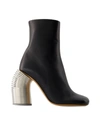 OFF-WHITE SILVER SPRING ANKLE BOOTS - OFF WHITE - LEATHER - BLACK/ SILVER