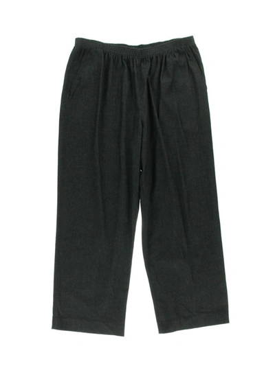 Alfred Dunner Plus Womens Flat Front Pull On Casual Pants In Black