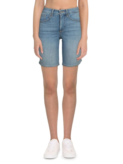 Nydj Ella Womens Side Slit Button-zip Fly Shorts In Blue
