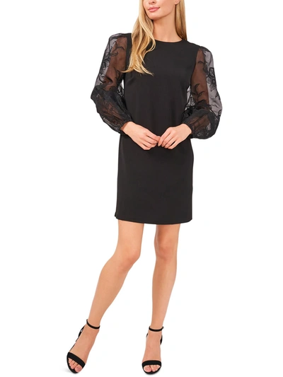 Cece Womens Lace Sleeves Mini Sheath Dress In Black