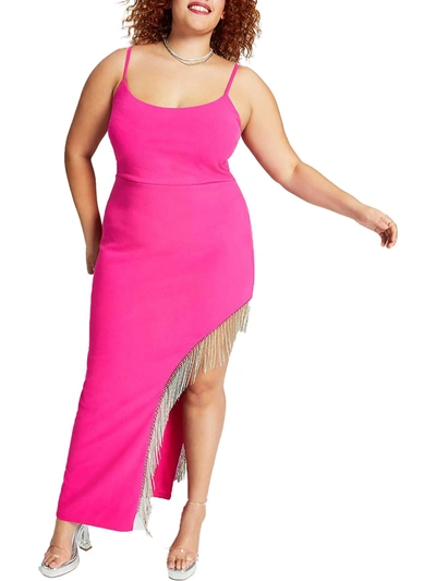 City Studio Plus Womens Crepe Rhinestone Evening Dress In Pink