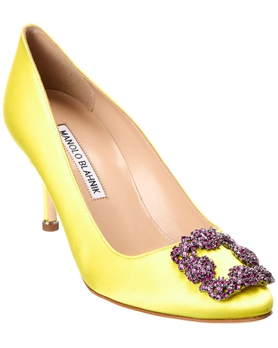 Manolo Blahnik Hangisi 70 Satin Pump In Yellow