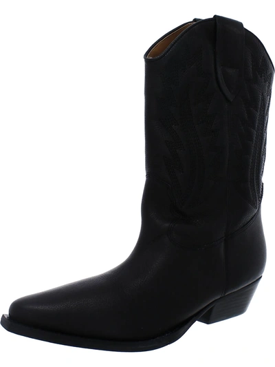 Marc Fisher Ltd Natara Womens Leather Mid-calf Cowboy, Western Boots In Black