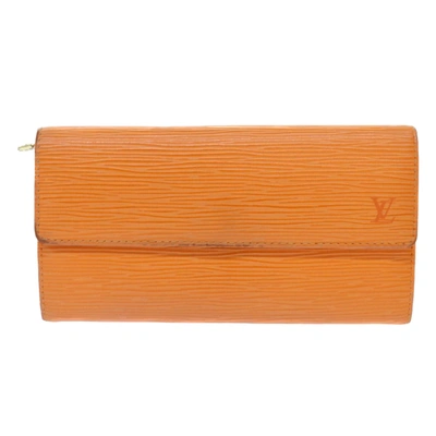 Pre-owned Louis Vuitton Porte Monnaie Cit Leather Wallet () In Orange