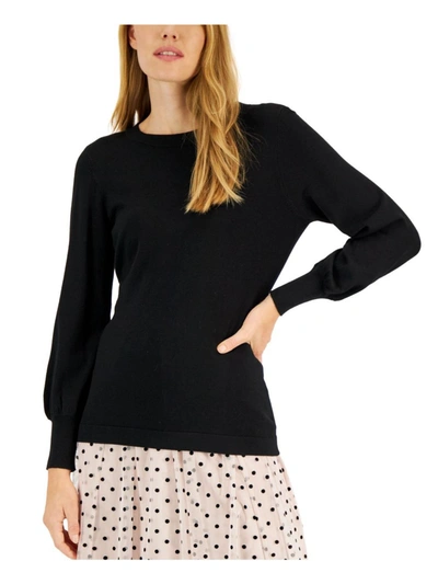 Anne Klein Womens Back Cut-out Bishop Sleeves Pullover Top In Black