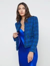 L Agence Angelina Tweed Blazer In Pop Cobalt/green Multi