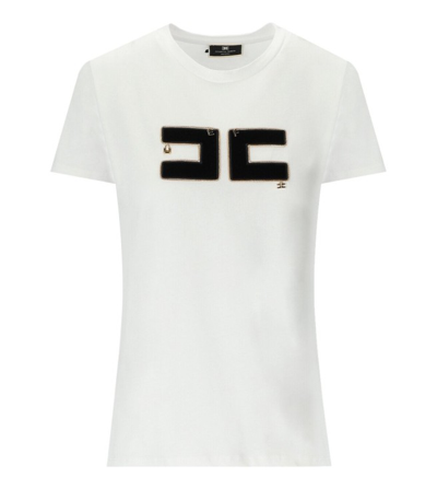 Elisabetta Franchi Cotton T-shirt With Logo In White