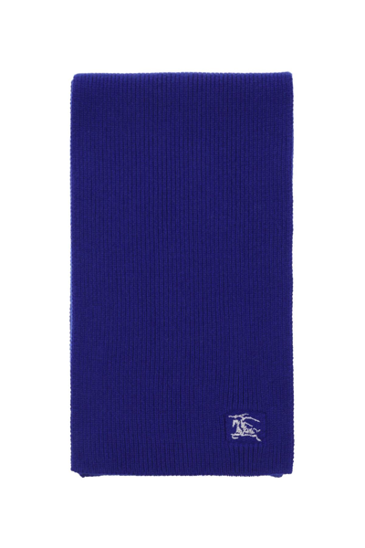 Burberry Ekd-embroidered Cashmere Scarf In Blue