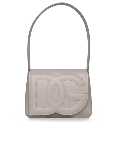 Dolce & Gabbana Woman  Dg Logo Shoulder Bag In Ivory Calf Leather In Multicolor