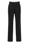 Maison Margiela Herringbone Wool Pleated Trousers In Black