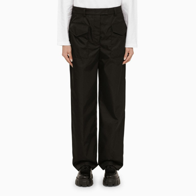 Prada Black Cargo Trousers In Re-nylon Women In Brown