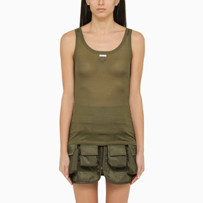 Prada Olive Green Silk Camisole Top Women