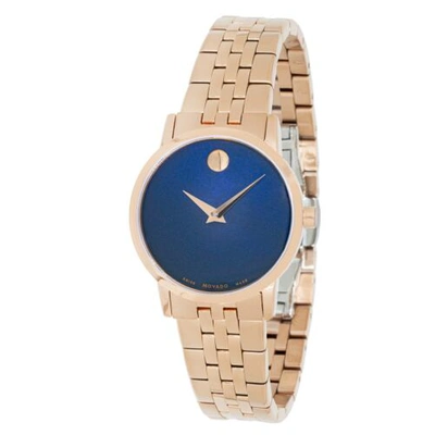 Pre-owned Movado 0607354 Women's Museum Classic Blue Mother Of Pearl Dial Quartz Watch