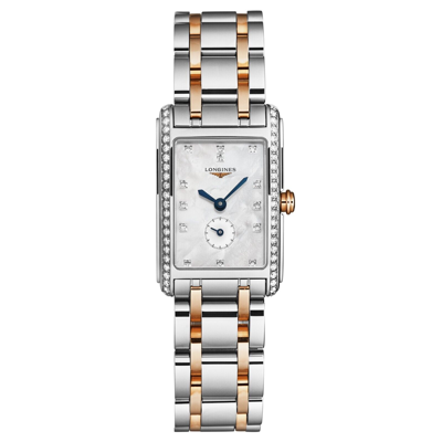 Pre-owned Longines Womens Dolcevita Diamonds Mop Dial Ss &18k Bracelet L5.255.5.89.7