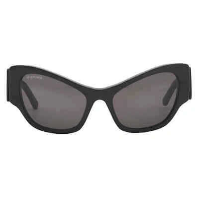 Pre-owned Balenciaga Grey Cat Eye Ladies Sunglasses Bb0259s 001 58 Bb0259s 001 58 In Gray