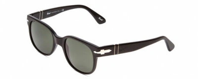 Pre-owned Persol Po 3257s Unisex Square Designer Sunglasses In Black/polarized Green 51 Mm