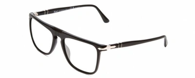Pre-owned Black Persol Po 3225s Designer Reading Glasses Gloss  Silver Square 56mm