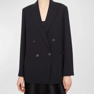 Pre-owned Vince Soft Double-breasted Blazer In Black