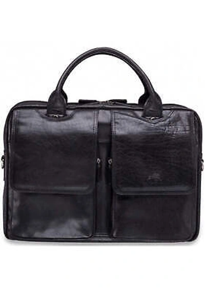 Pre-owned Mancini Arizona Double Compartment Briefcase For 15.6'' Laptops In Black