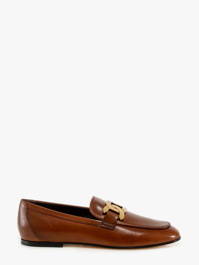 Tod's Kate Elastic Back Leather Loafers In Brown