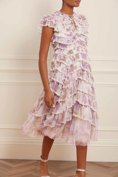 Needle & Thread Wisteria Ruffle Lace Ballerina Dress In Multi