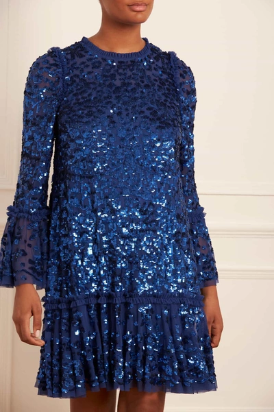 Needle & Thread Annie Sequin Embellished Mini Dress In Blue