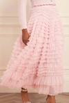 Needle & Thread Hattie Ruffled Tulle Maxi Skirt In Pink