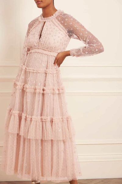 Needle & Thread Sequin Kisses Ankle Gown In Beige